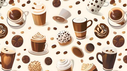 Obraz premium Coffee seamless pattern