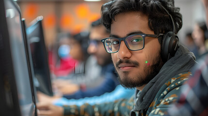 Indian IT Student Using Laptop