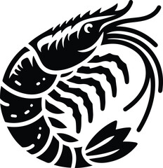 shrimp fish silhouette vector illustration