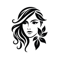 woman face vector logo illustration on white background