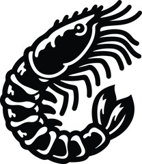 shrimp fish silhouette vector illustration