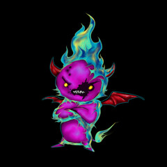 Devil cartoon with fire
