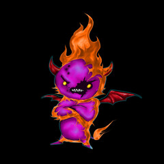 Devil cartoon with fire