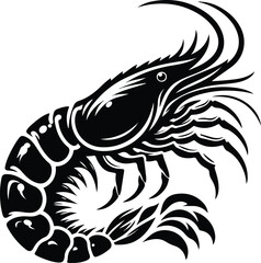 shrimp fish silhouette vector illustration