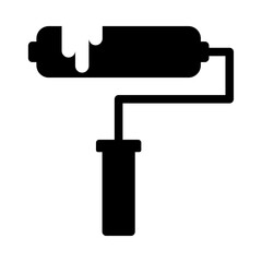paint roller icon, silhouette vector isolated on white background. simple and modern design