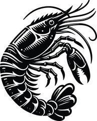 shrimp fish silhouette vector illustration
