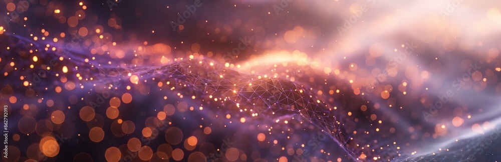 Poster abstract digital waves with glowing bokeh lights. futuristic technology background, perfect for data