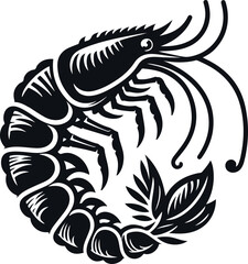 shrimp fish silhouette vector illustration