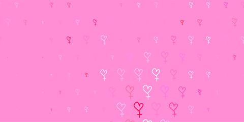 Light Pink vector backdrop with women power symbols.