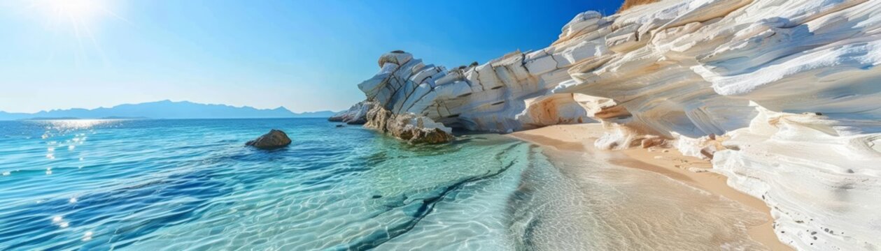 Discover the Serenity of Sarakiniko Beach A Stunning Aegean Escape with White Rock Formations and Blue Seas in Milos Island, Greece