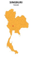 Singburi Map is highlighted on the Thailand map with detailed State and region outlines.
