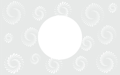 Abstract background with circles and spiral circular dot wave on white background. Minimal geometric white light background abstract design. Template banner with vector design. eps 10
