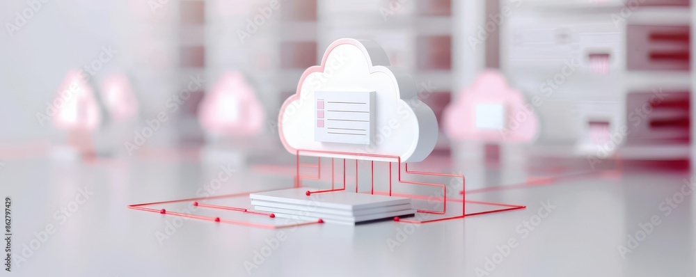 Poster digital cloud network concept with futuristic server connections, data storage, and server technolog