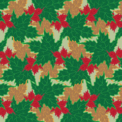 The texture of autumn leaves. Green, Yellow, Red