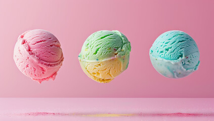 Pastel color  ice cream spheres