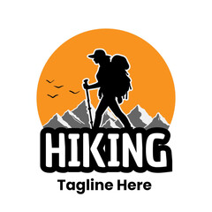 Hiking logo vector 
