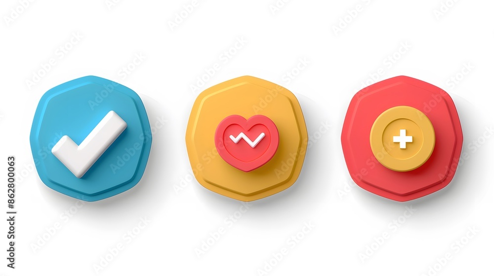 Aufkleber label set with percent, check mark and discount. app icon. 3d web vector illustrations. white backgr