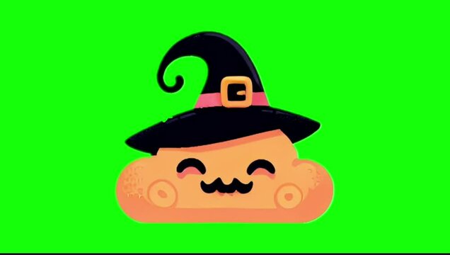 Looping Cute Halloween Character Popup on Green Screen