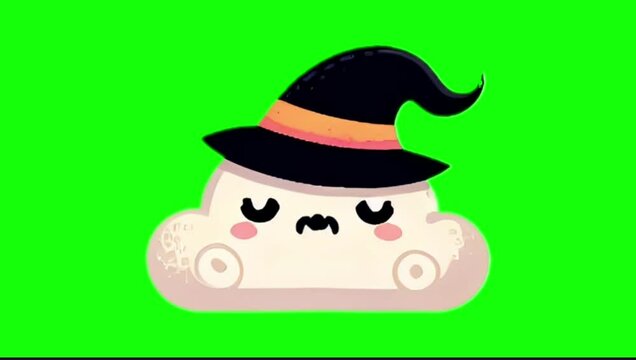 Looping Cute Halloween Character Popup on Green Screen