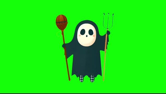 Looping Cute Halloween Character Popup on Green Screen