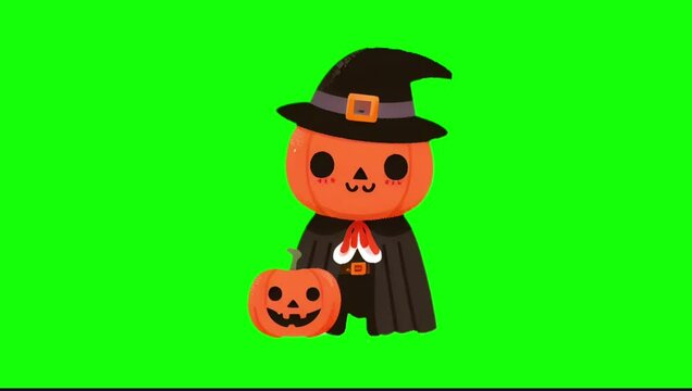 Looping Cute Halloween Character Popup on Green Screen