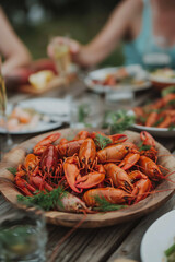 A feast for the senses: a vibrant close-up of a traditional Swedish crayfish party.