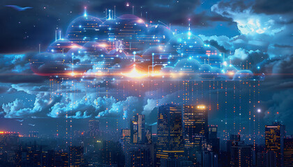 Obraz premium holographic financial graph, bar charts, and numerical statistics to emphasize growth and analysis.