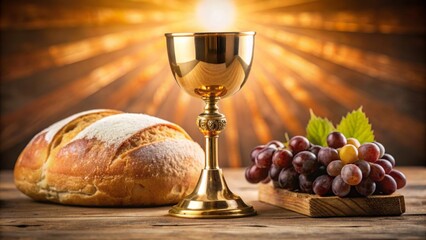 Eucharist sacrament chalice symbols bread and wine
