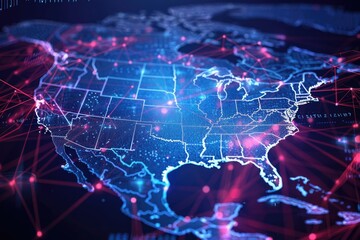 Digital map of USA , connectivity concept