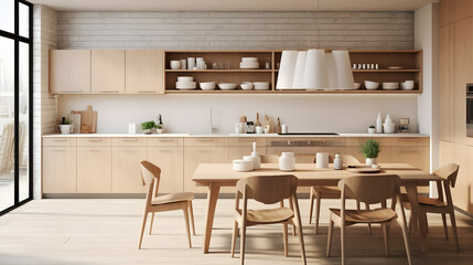 Craft a Scandinavian-style kitchen with clean lines, neutral tones, and natural wood elements