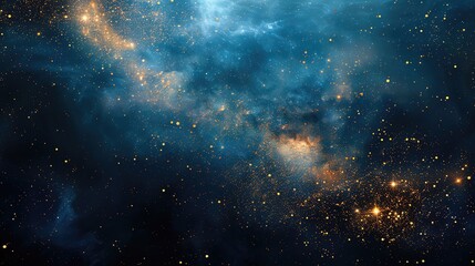 Naklejka premium Elegant celestial background with constellations and zodiac signs, navy blue and gold, large copy space