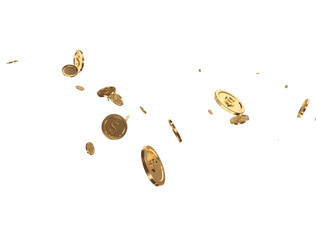 Gold doller coins. us doller, stacked golden coins with transparent background. Doller cash, currency isolated on white background . Doller gold currency, cash wealth golden doller illustration