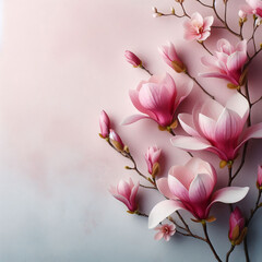 Magnolia flower isolated on a light colored background