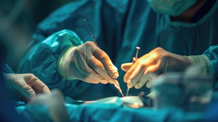 Close-up of a doctor conducting a medical procedure, captured in a raw, unfiltered style from a dynamic angle to showcase technical proficiency and focus
