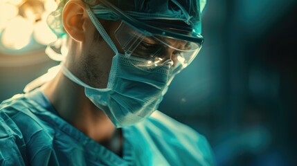 Close-up of a doctor conducting a medical procedure, captured in a raw, unfiltered style from a dynamic angle to showcase technical proficiency and focus
