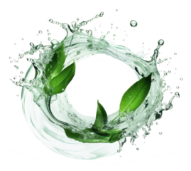 circular water swirl and leaf isolated on a transparent background