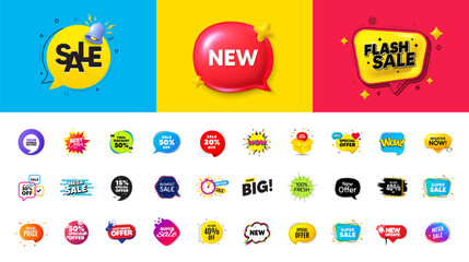 Offer discount tag banners. Price deal sale stickers. Best special offer tags. Flash sale bubble coupon. Promotion discount banner templates design. Buy offer sticker, new bubble. Vector illustration