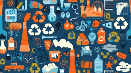 Obraz premium Abstract Colorful Pattern Featuring Recycle Symbols
