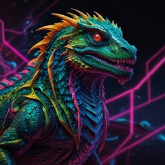 Obraz premium a colorful dragon with colorful designs on it