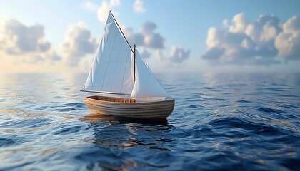 Fototapeta premium Simple Boat A basic sailboat outline