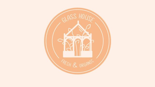 Greenhouse logo. Animation of a logo on a peach background.