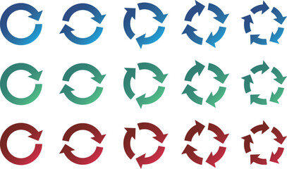 リサイクルの矢印セット　サイクル　アイコン　回転　ベクター　循環  circle arrow icon set.