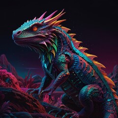 Obraz premium a colorful dragon with colorful designs on it