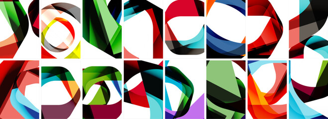 Collection of abstract background with waves, colorful shapes and 3d shadow effect. Vector Illustration For Wallpaper, Banner, Background, Card, Book Illustration, landing page