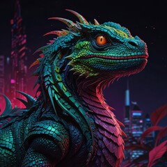 Obraz premium a colorful dragon with colorful designs on it