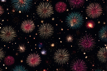 Naklejka premium firework background. Carefully layered and grouped for easy editing. This illustration is designed to make a smooth seamless pattern if you duplicate it vertically and horizontally to cover more space