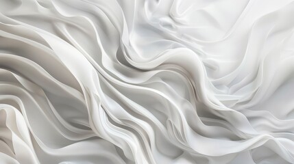 Fototapeta premium Abstract white waves flow harmoniously with a clean backdrop, creating a minimalistic and serene visual experience