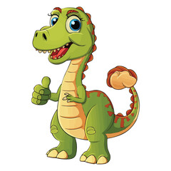 Fototapeta premium vector cute Cartoon dinosaur giving thumb up