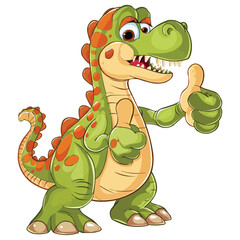 Naklejka premium vector cute Cartoon dinosaur giving thumb up