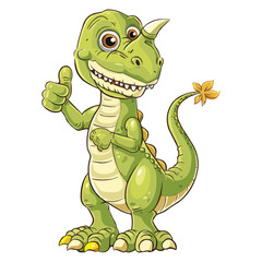 Fototapeta premium vector cute Cartoon dinosaur giving thumb up